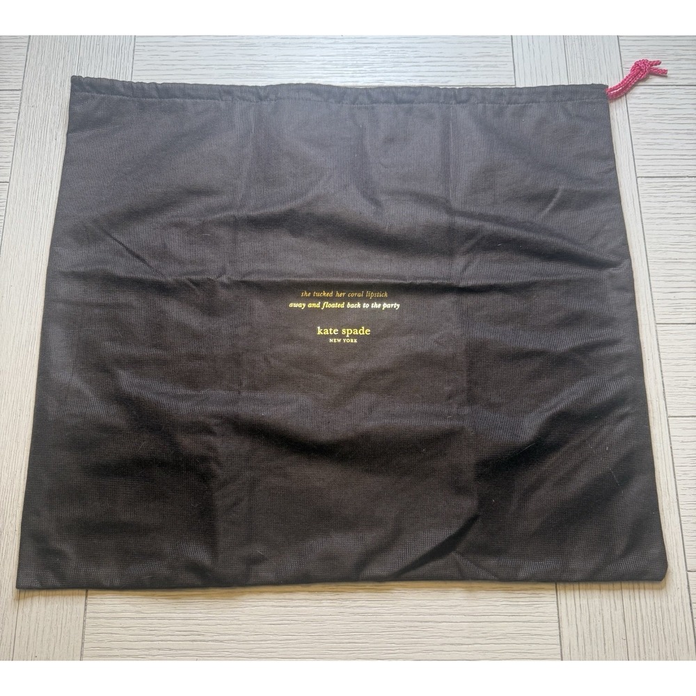 Kate Spade Brown Dust Bag w Pink Drawstring Gold Foil Text Purse Handbag Storage